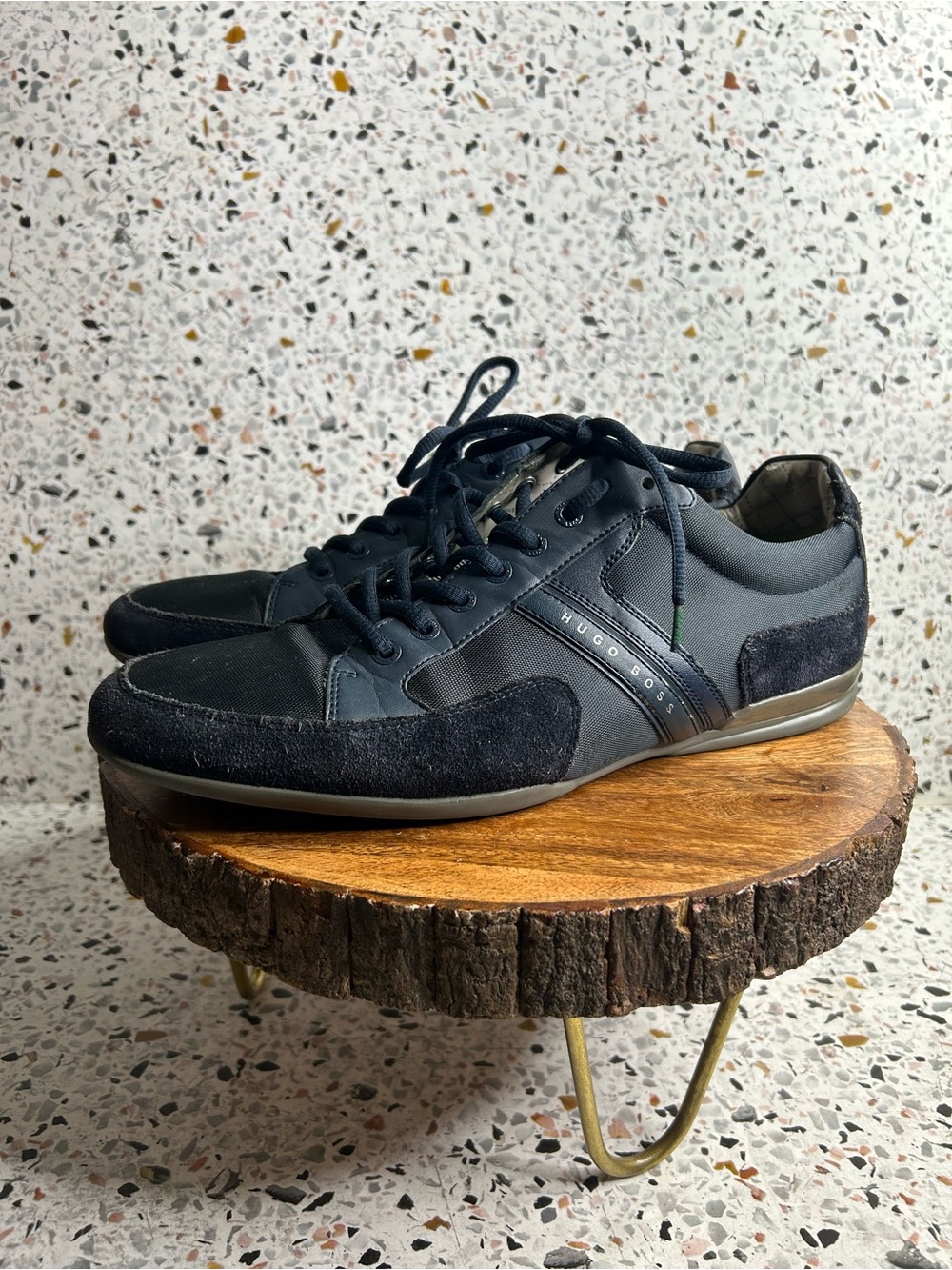 Hugo Boss Spacit Trainers Uk 45 Size 11 Mens Shoes Casual Sneakers Navy Blue